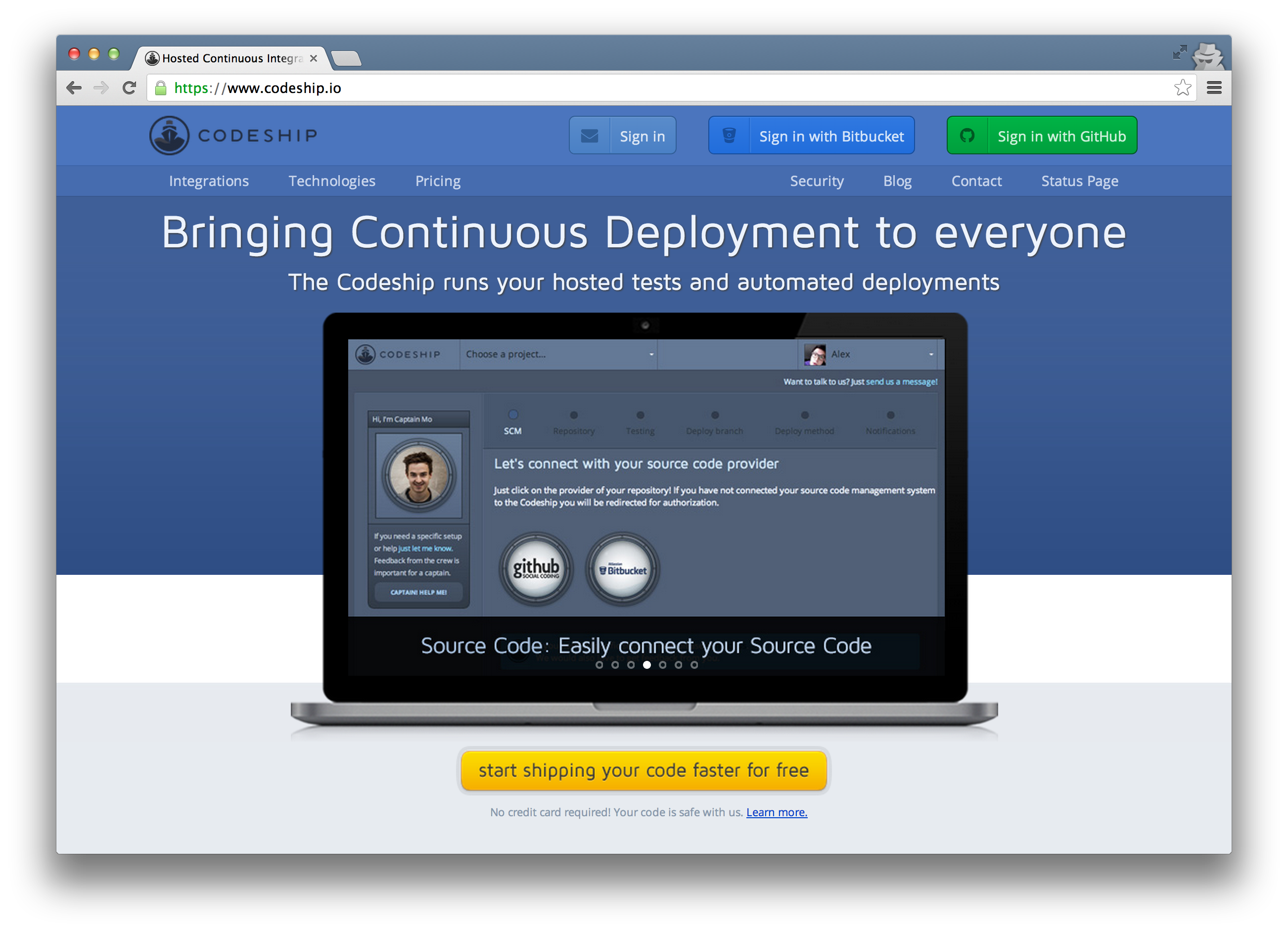 The Codeship Landing Page