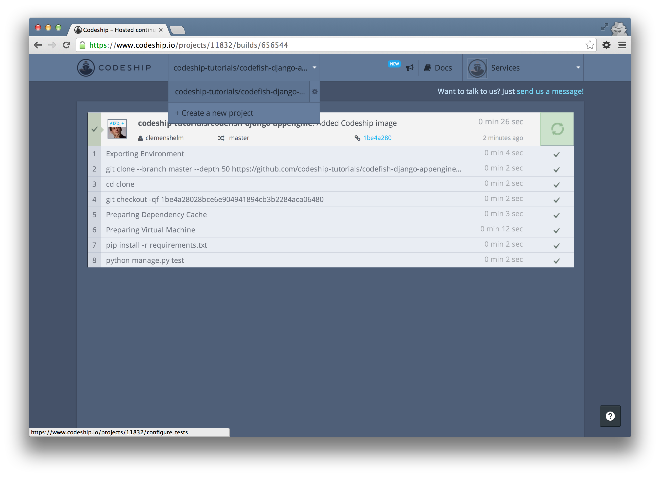 Go to your project settings by clicking on the settings icon in the projects dropdown