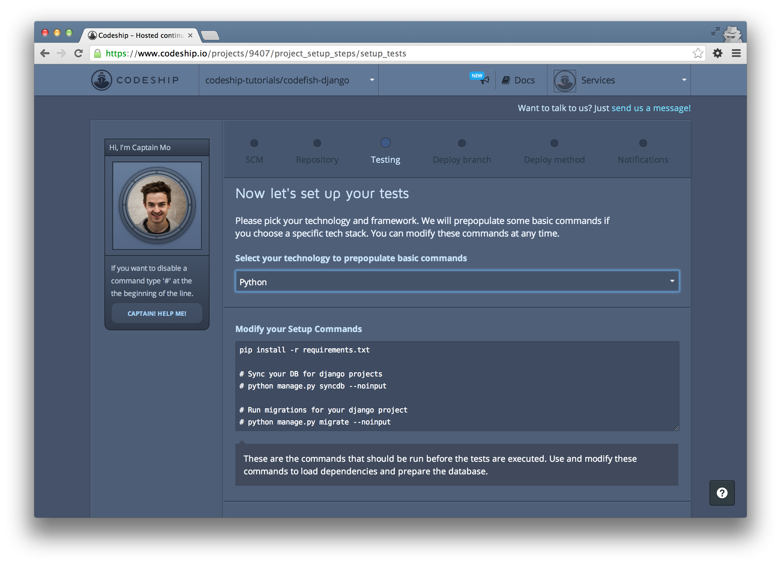 Select Django as your technology