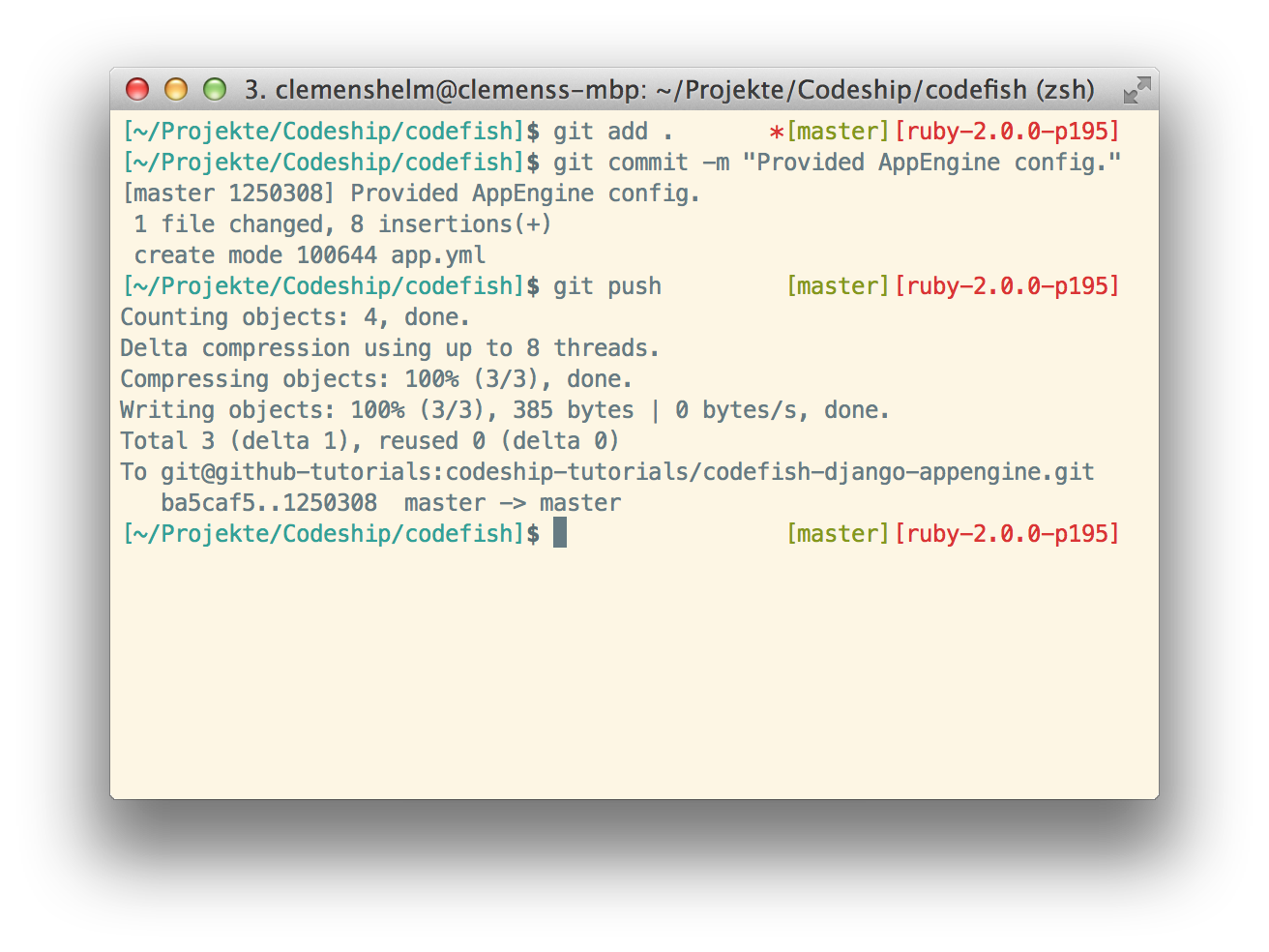 Commit and push App Engine config