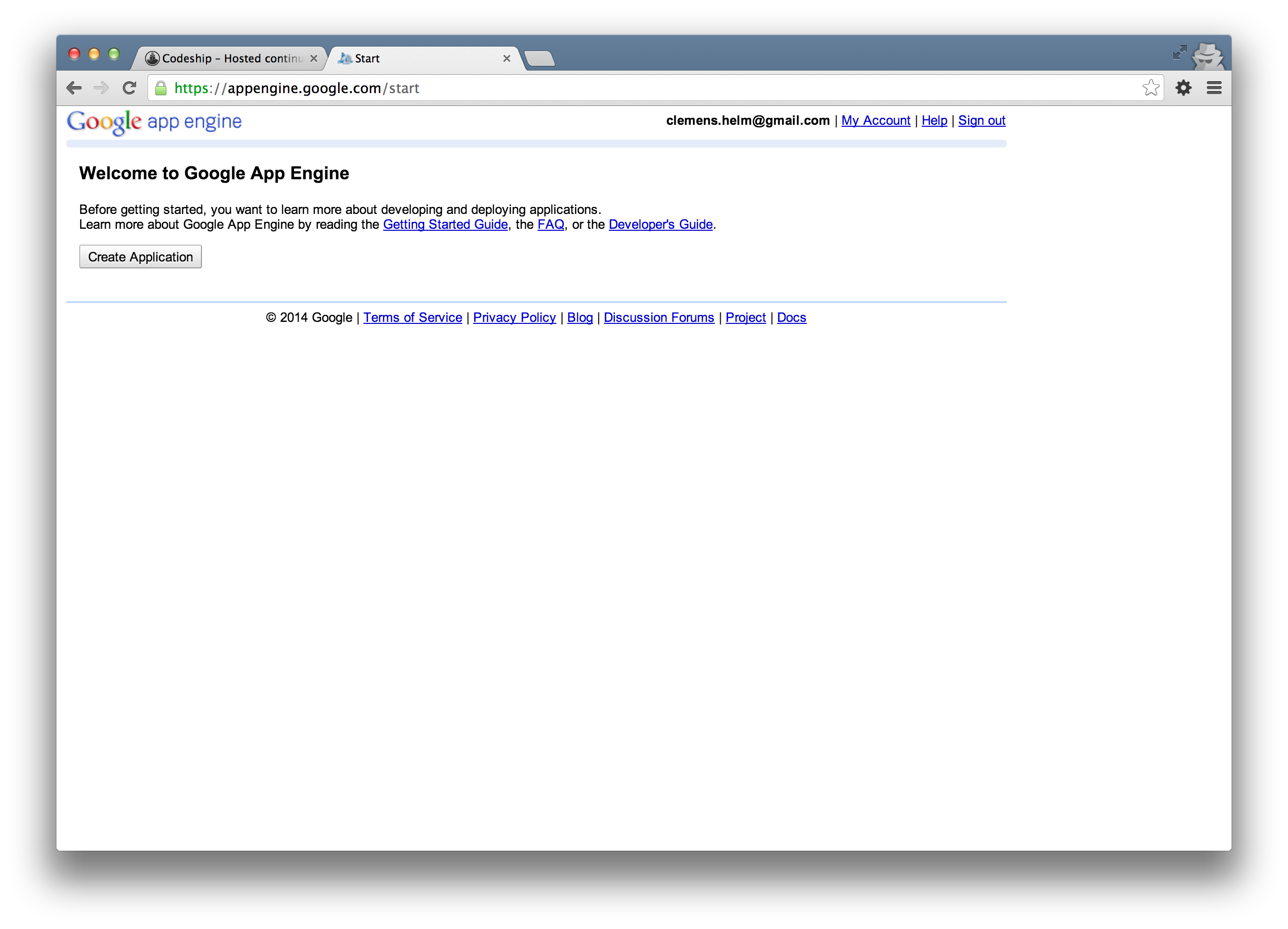 App Engine home page
