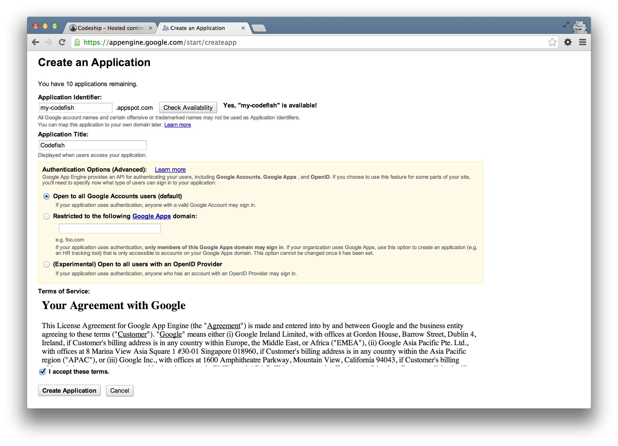Creating an App Engine app