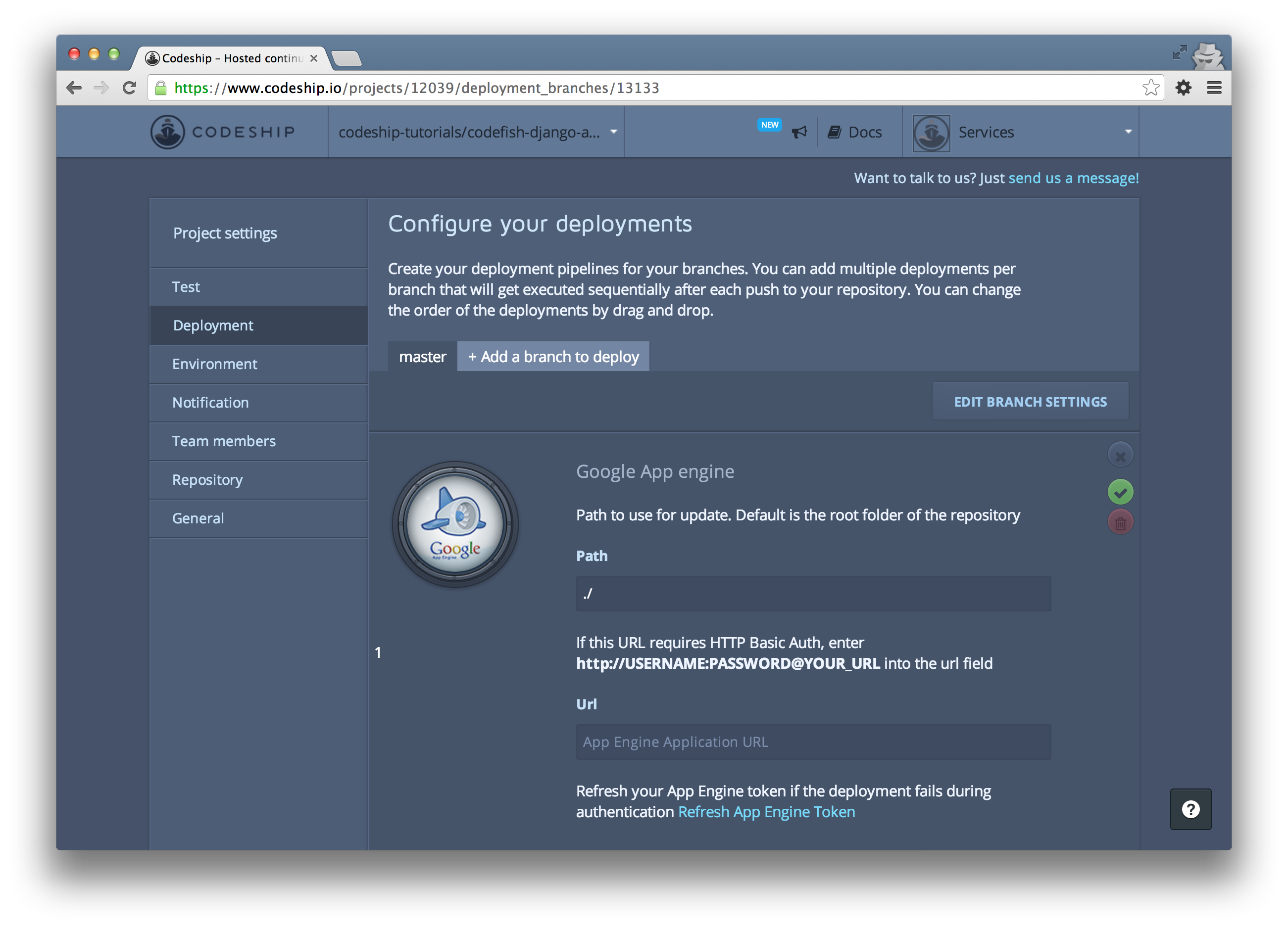 Empty App Engine deployment