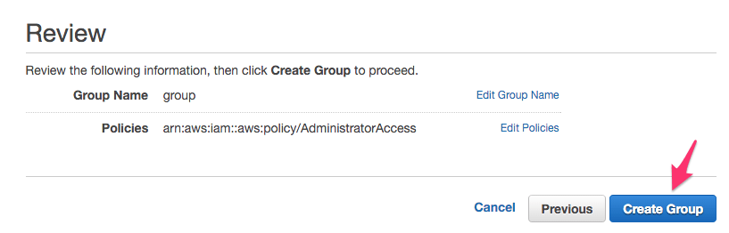 Review and Create Group
