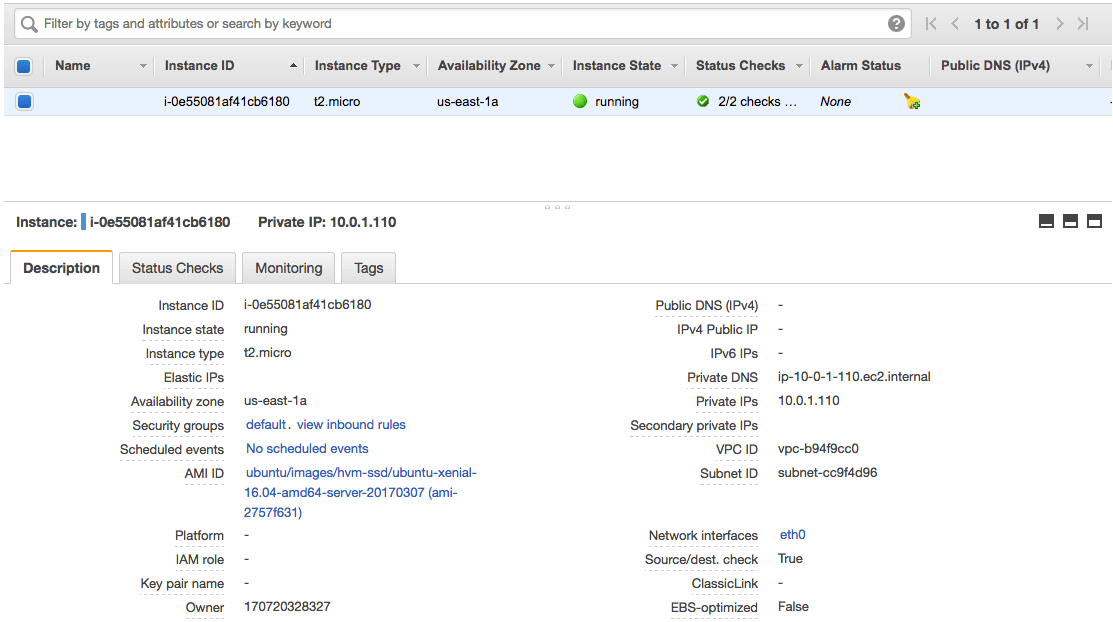 AWS instance created with Terraform