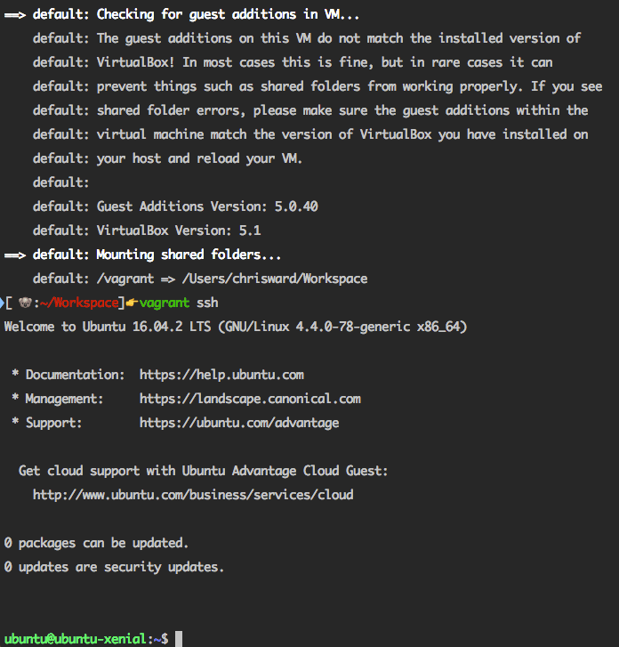 SSH into Vagrant box