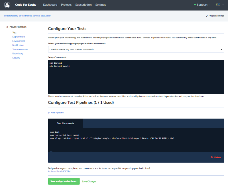 Configure your tests