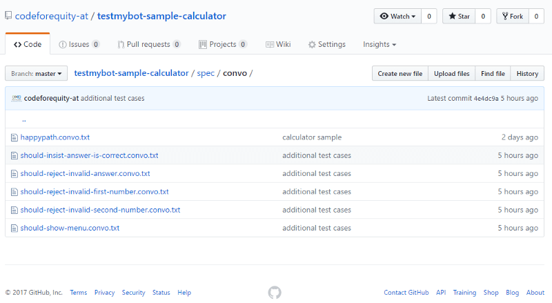 Predefined test cases