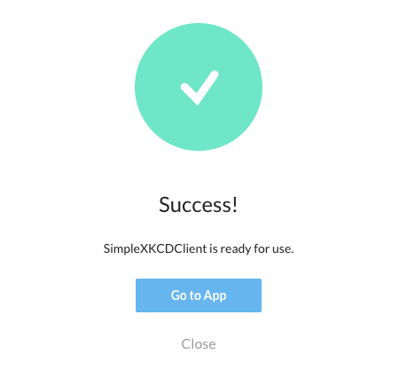 Success screen