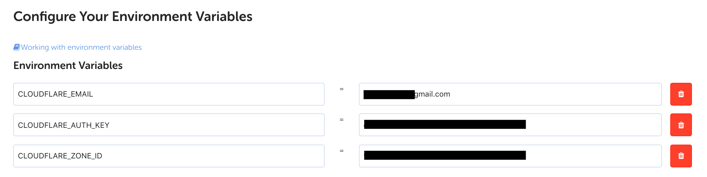 cloudflare environment variables