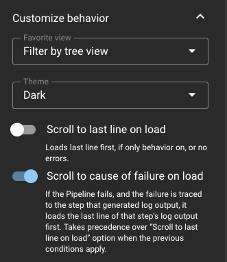 Customized behavior panel: