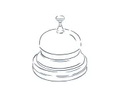 Simple sketch of a service bell with a round base and a button on top.