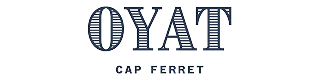 OYAT CAP FERRET text logo with navy blue stripes and white background.