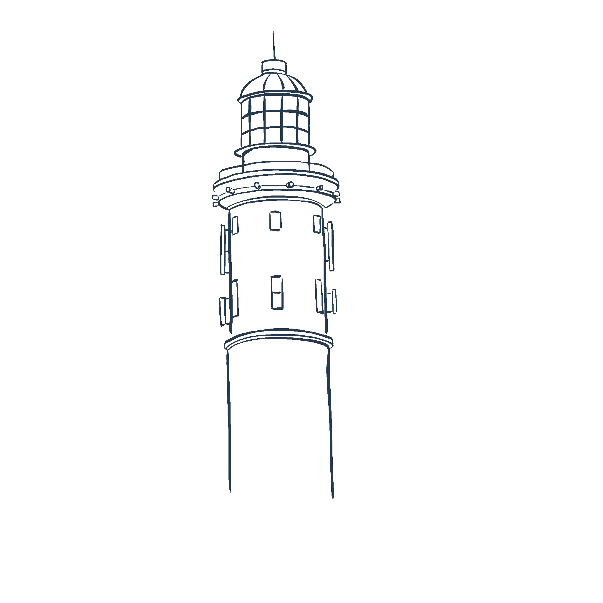 Illustrazione minimalista di un faro in stile grafico - Collezione Beauvallon.