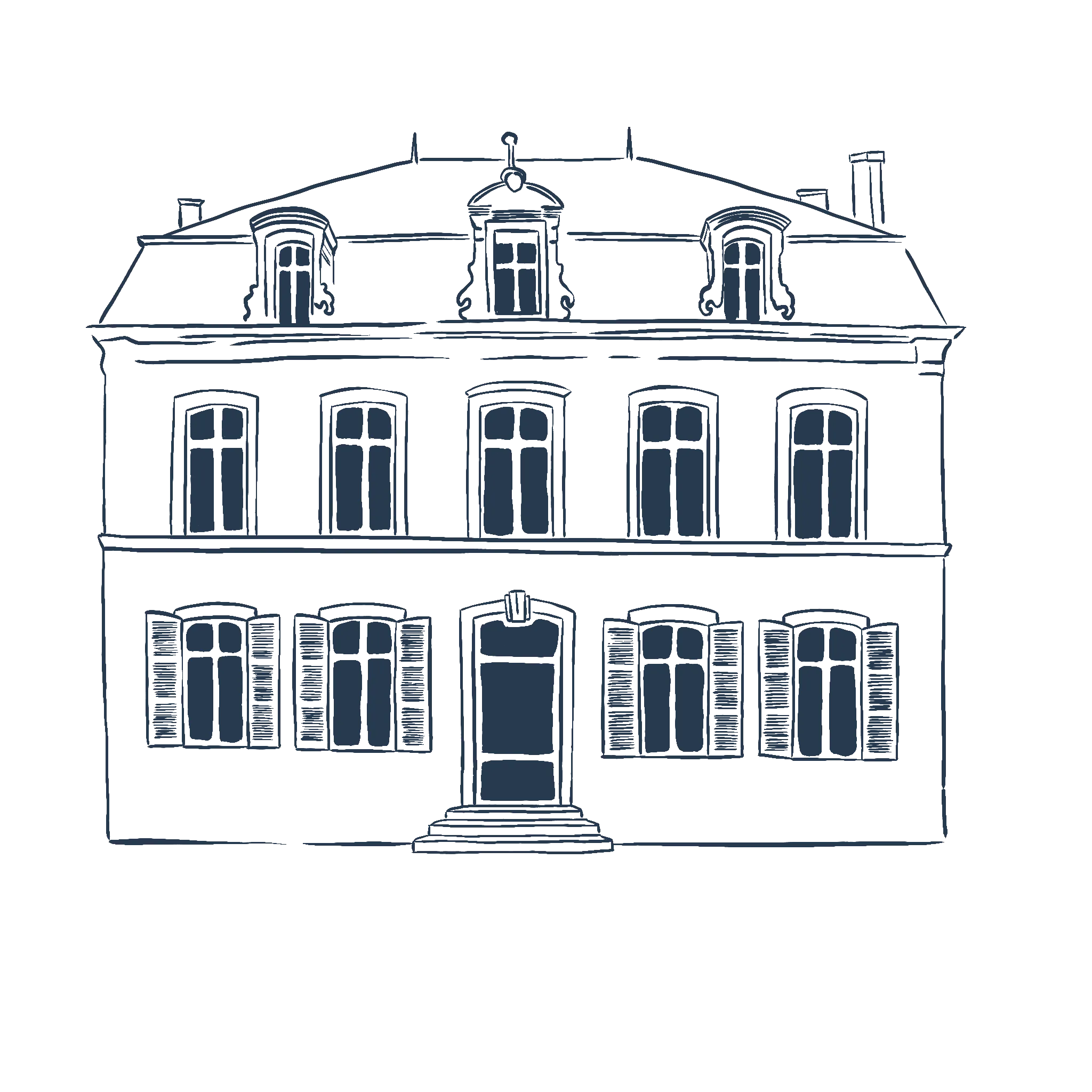 Illustrazione grafica della facciata della collezione Beauvallon Blue Cedar.