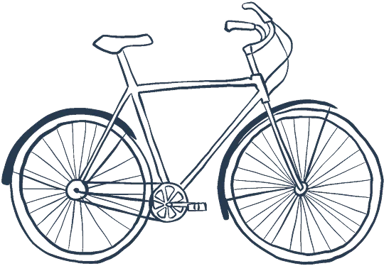 Illustration of a blue bike associated with the Beauvallon Collection group.