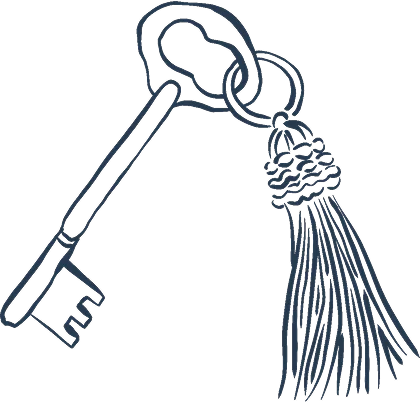 Illustration of a blue key representing the universe of the Beauvallon Collection group.