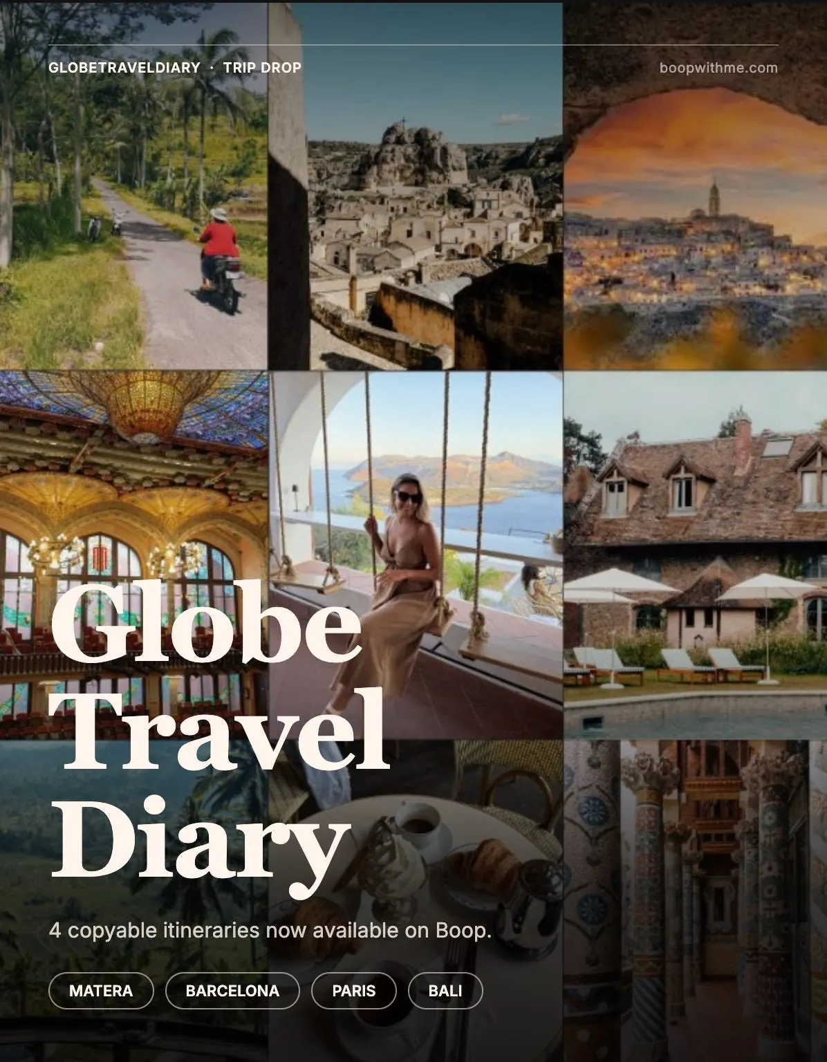 GlobeTravelDiary trip drop: Matera, Barcelona, Paris and Bali