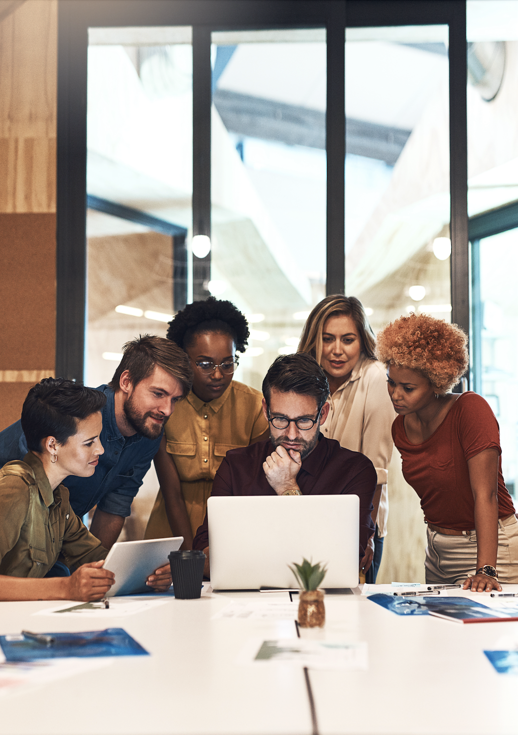 image of diverse team brainstorming (for an ai saas company)