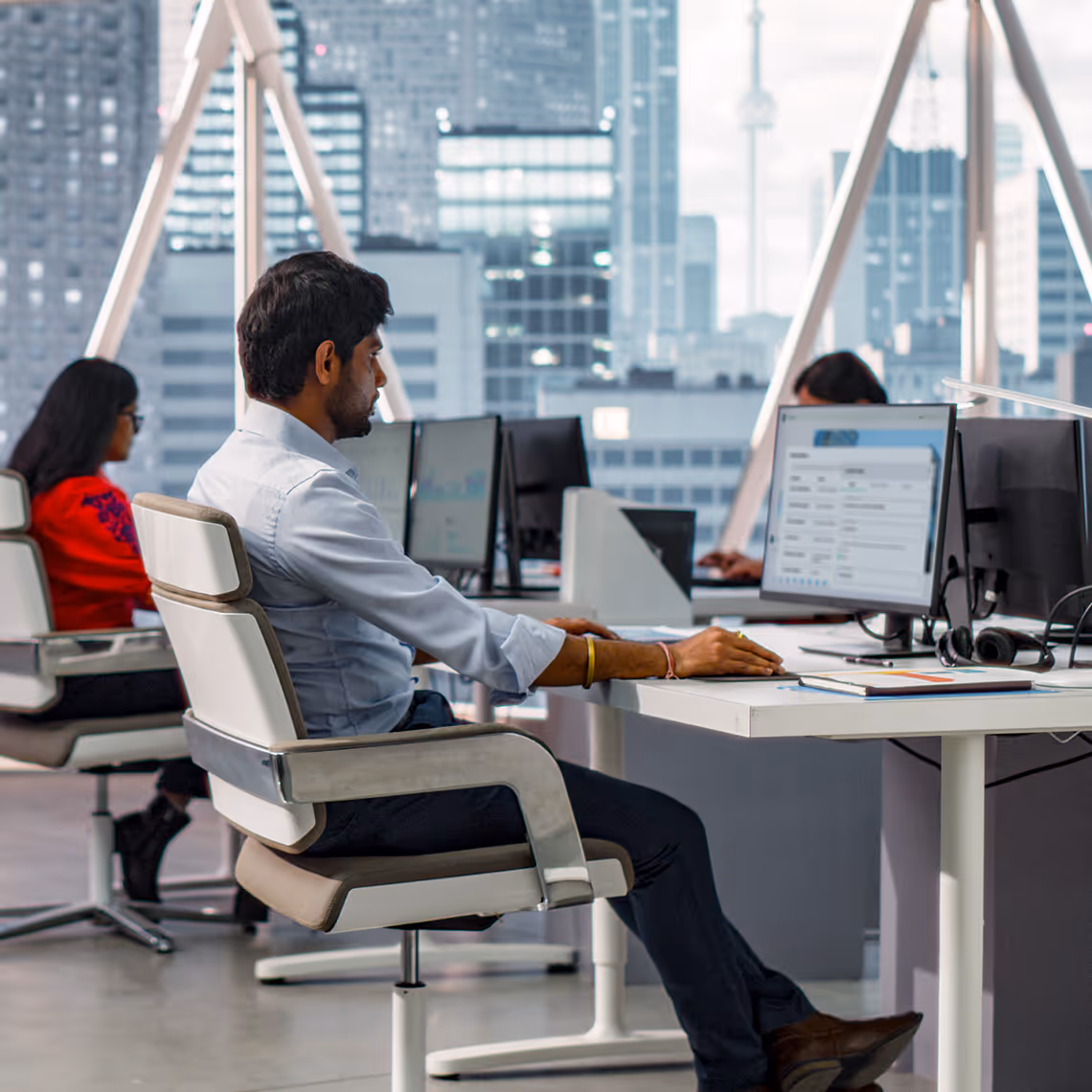 Distributor Working at desk being pro active