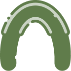 Green icon representing a dental aligner or retainer in a U-shape.