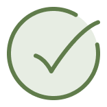 Green checkmark inside a light green circle.