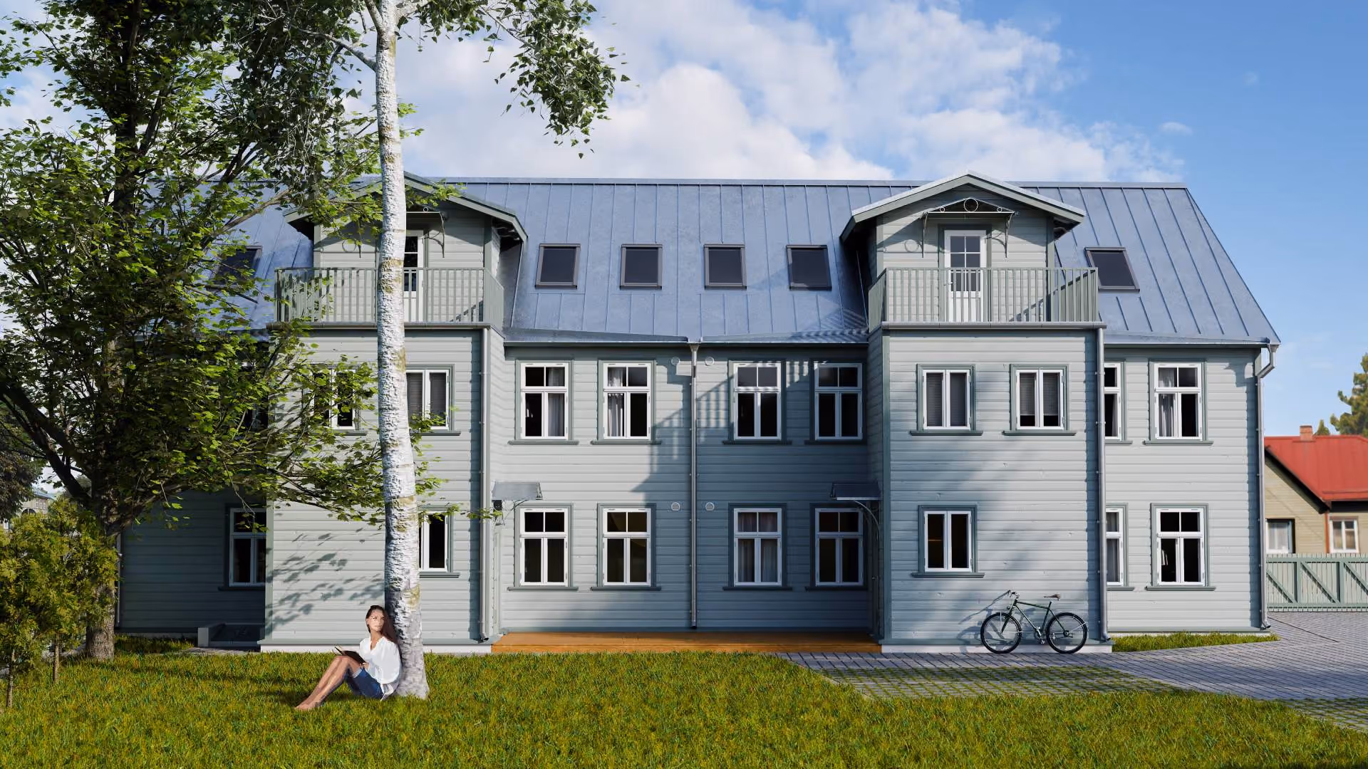 Vaba 13 kortermaja välivaade hoovist, pilt