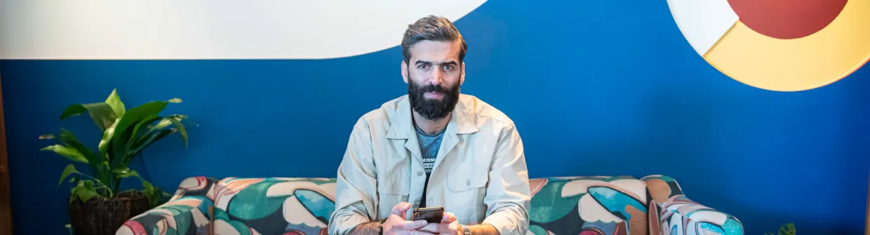 a man looking at the camera