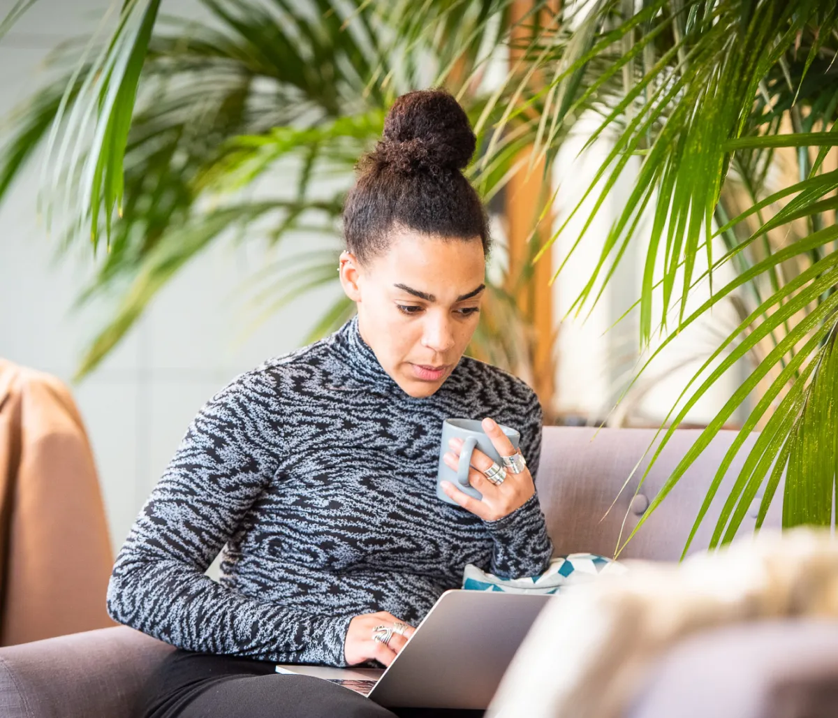 a woman working on a laptop