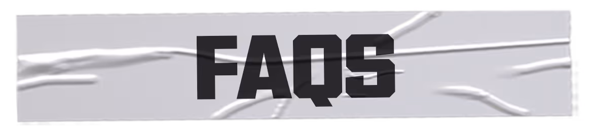 Banner with the text FAQs in bold black letters on a gray background with subtle wavy textures.