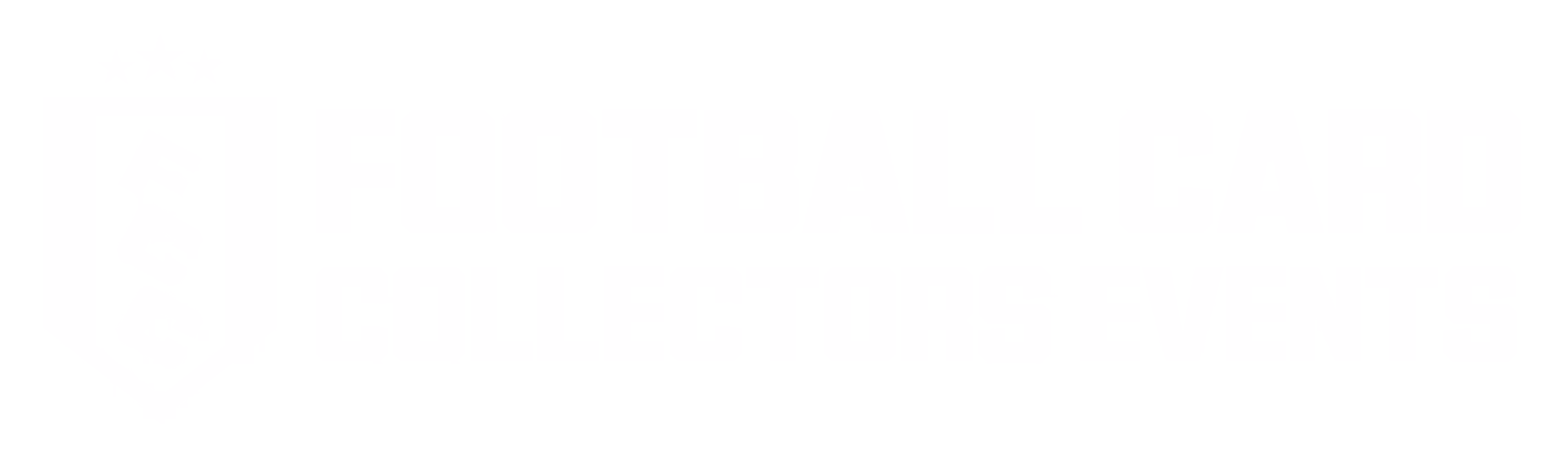 Logo with a stylized football and a speech bubble with a star, representing a football card collectors event.