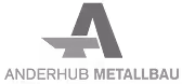 Logo mit einem grossen Buchstaben A und darunter der Text 'ANDERHUB METALLBAU'.