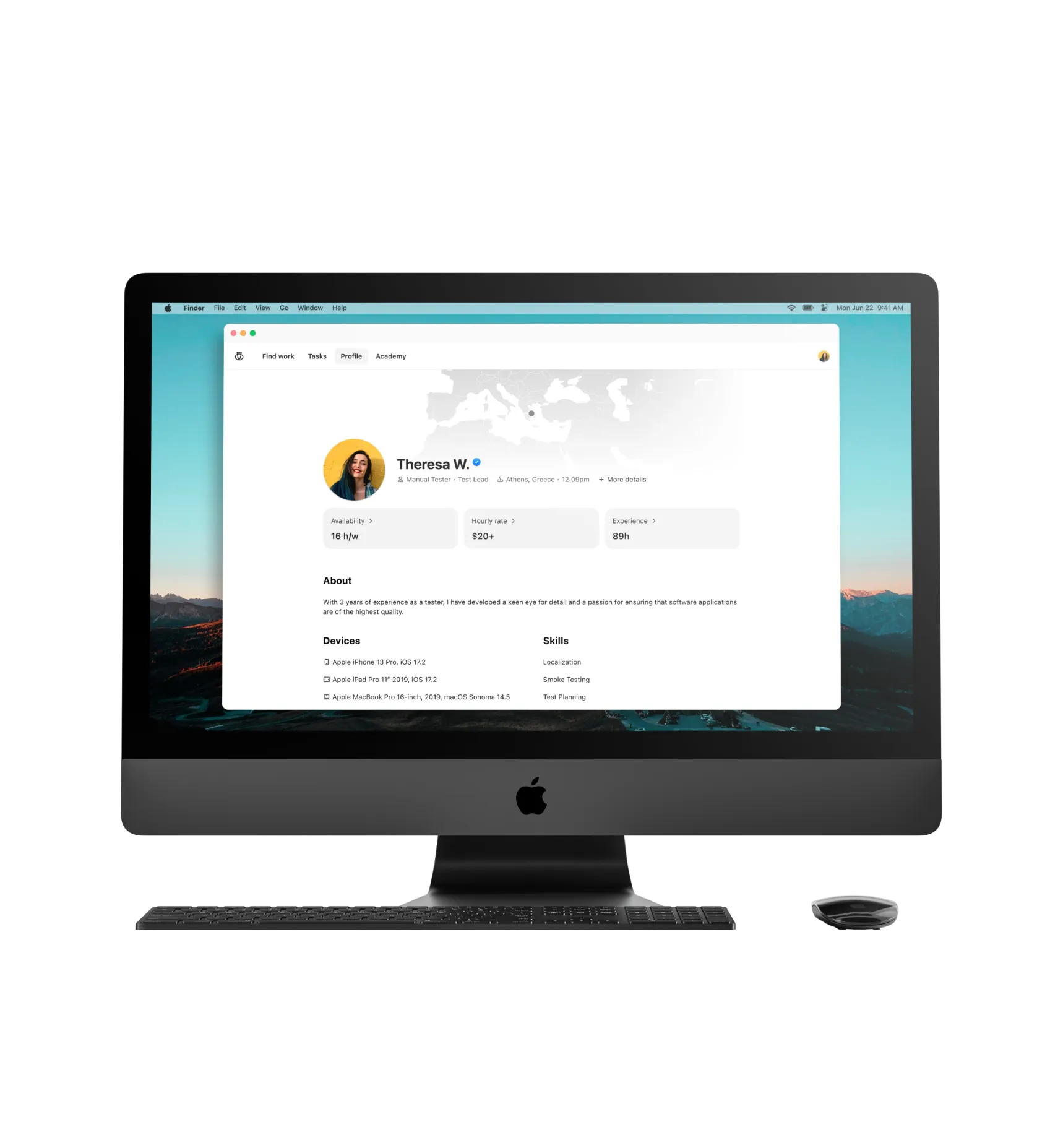 A mockup of a display with Testlio's platform