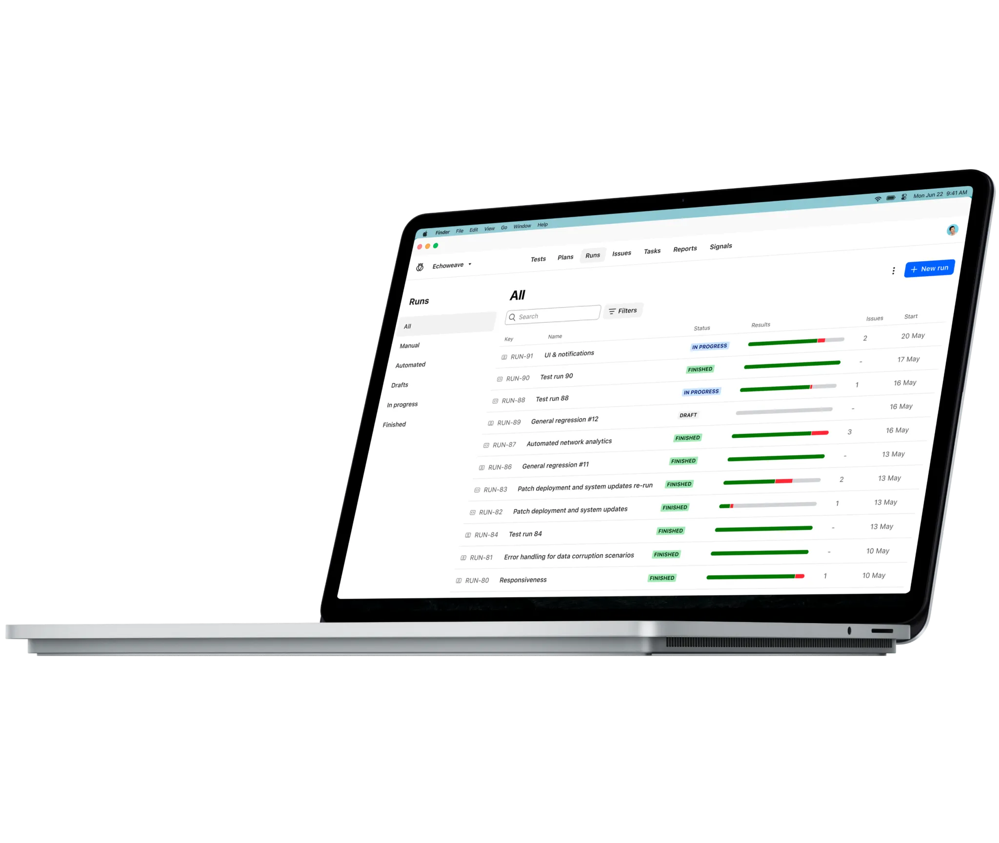 A mockup of a laptop with Testlio's platform