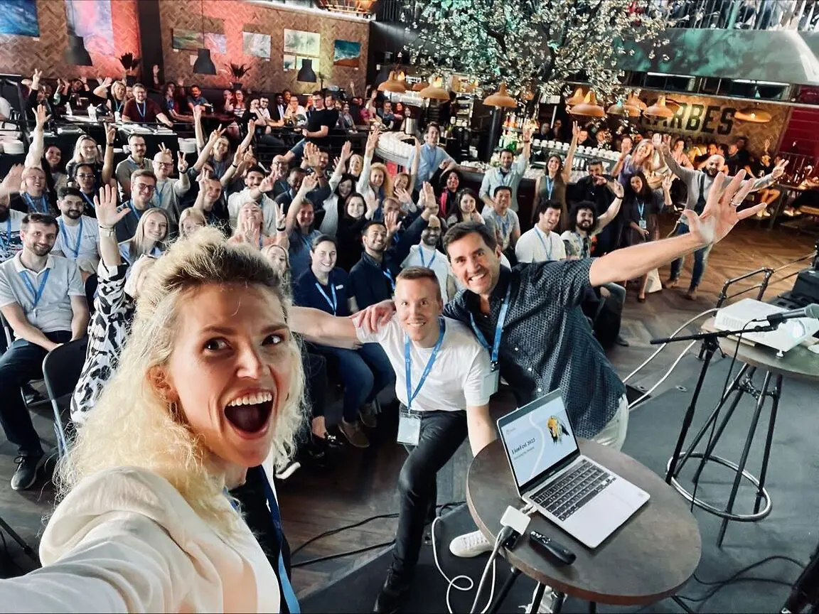 Group selfie of Testlio's team