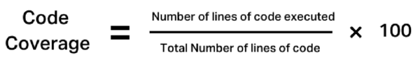 To calculate code coverage, you can use the following formula:Code Coverage = (Number of lines of code executed)/(Total Number of lines of code in an application) * 100