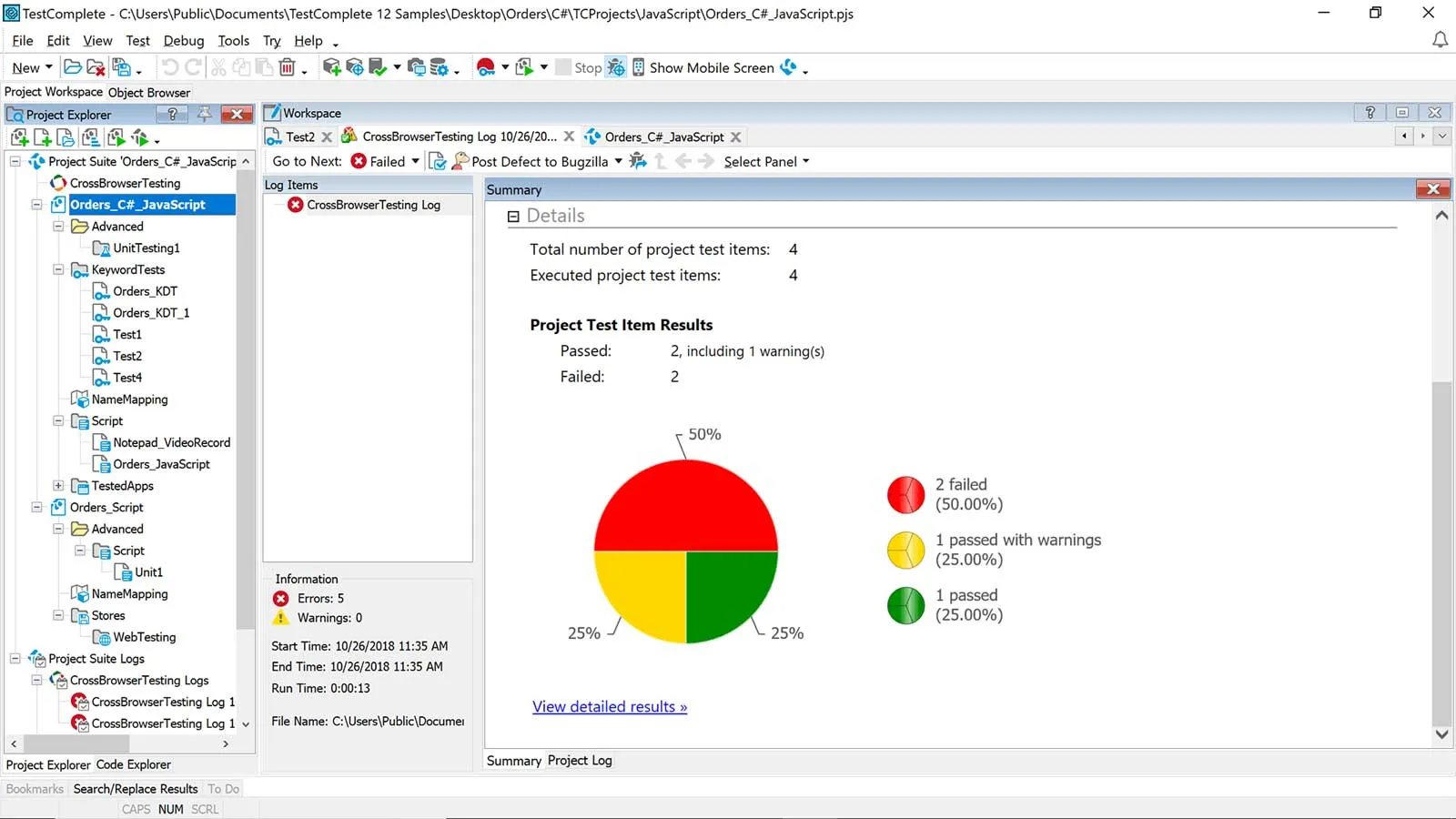 TestComplete test results