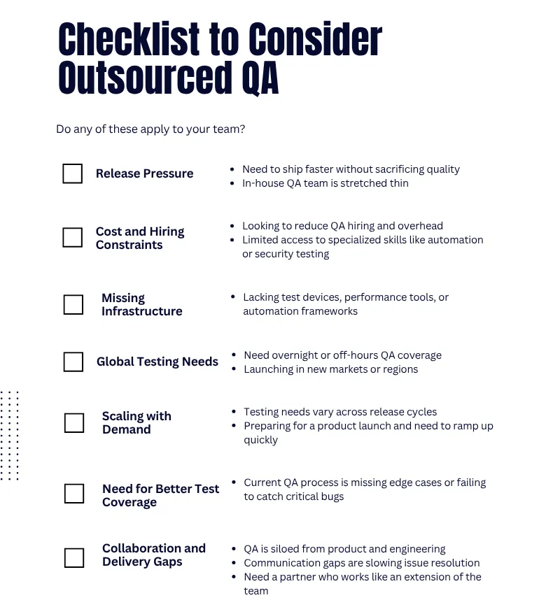 Outsourced QA companies checklist