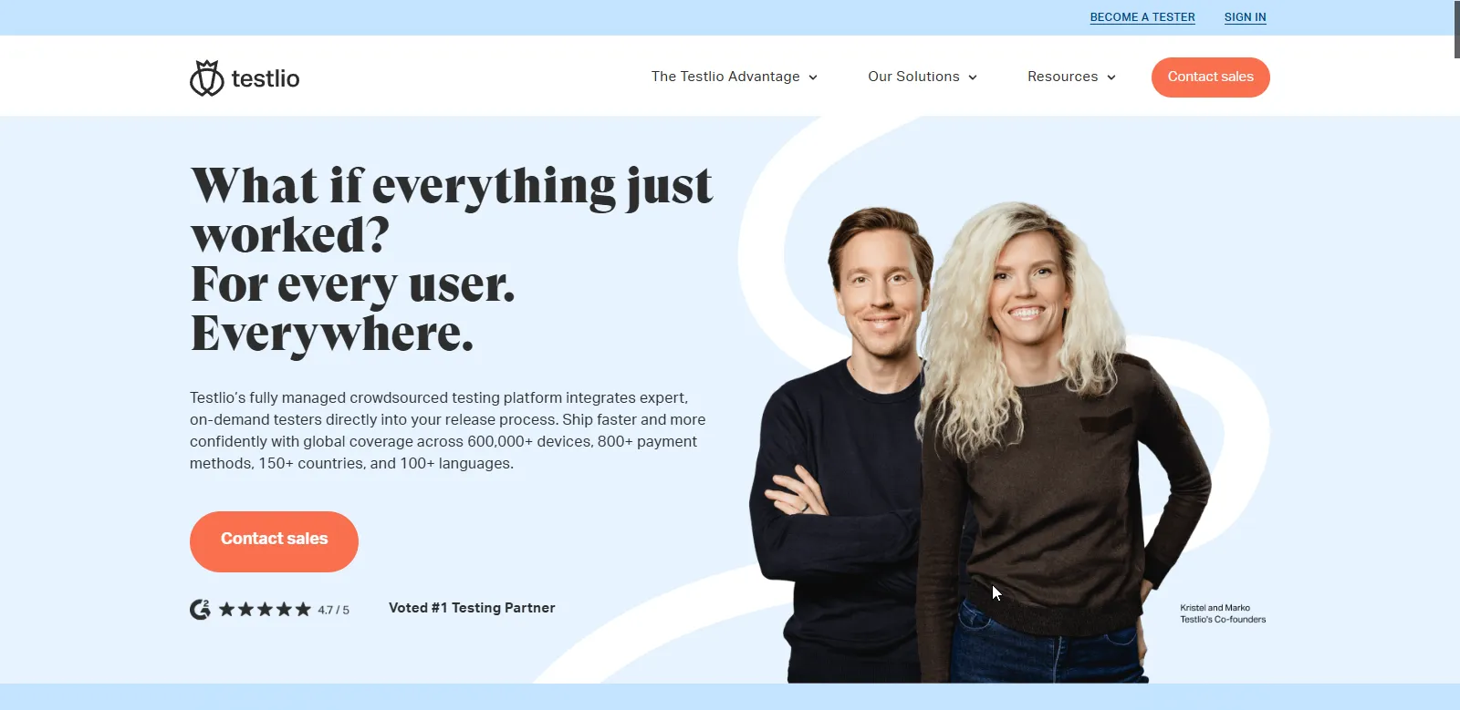 Testlio outsourced QA companies homepage