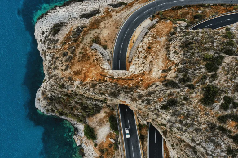 Aerial image of roads and rocks