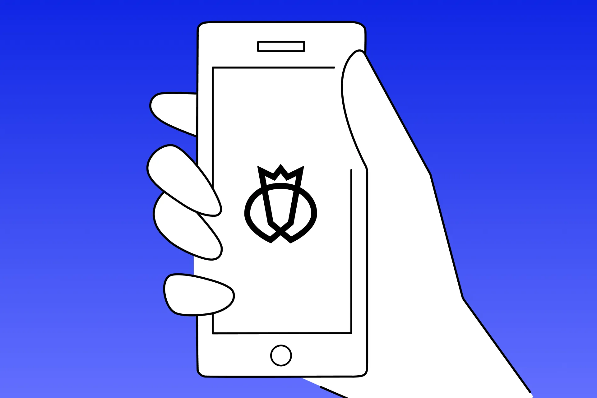 Illustration of a hand holding a smartphone displaying the Testlio logo, representing mobile accessibility testing
