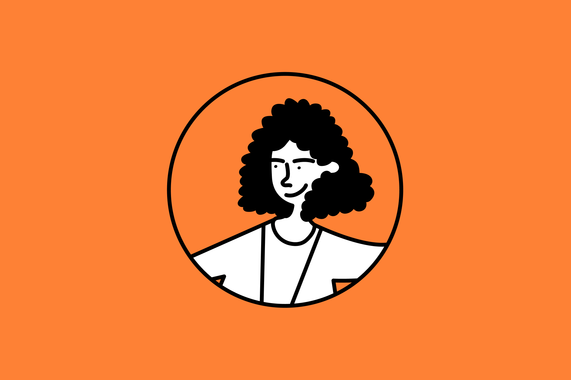 Line-art avatar illustration of a person with curly hair, smiling, in a black-and-white portrait circle on an orange background — cover image for "Testing the Tester" blog post on AI evaluation calibration.