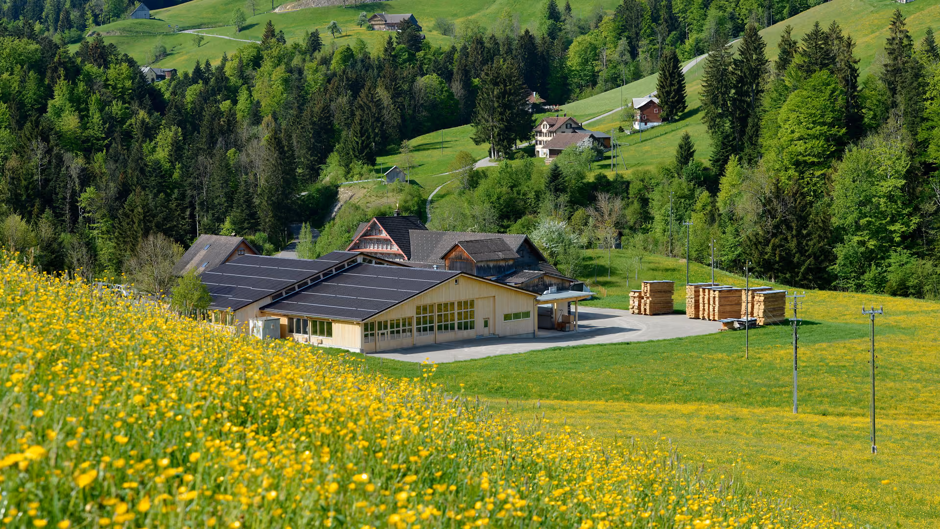 Betriebsgebäude der Holz Keller AG in der Appenzeller Landschaft