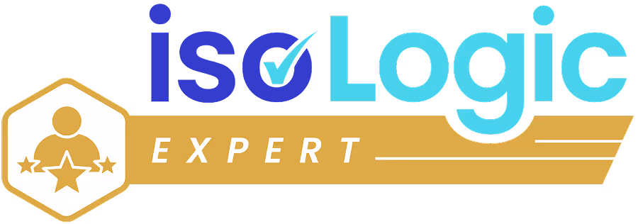 isoLogic Expert logo with a hexagon icon showing a person and stars alongside bold blue and turquoise text.
