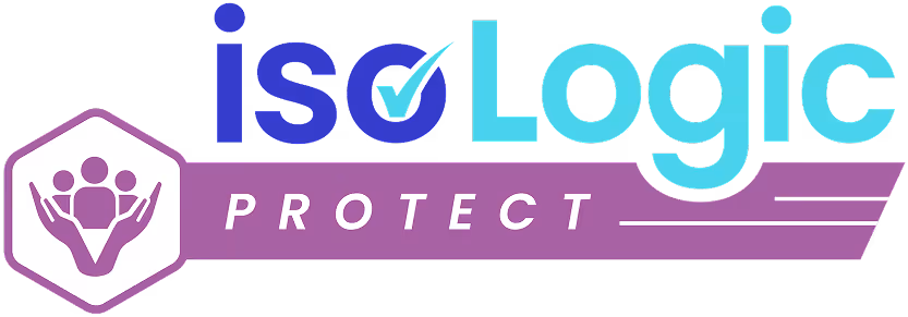 isoLogic Protect logo with stylized text and icon of three people protected by two hands inside a hexagon.