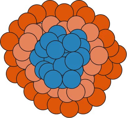 Orange tumor with a blue center.