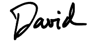 Black cursive signature of the name David on a white background.