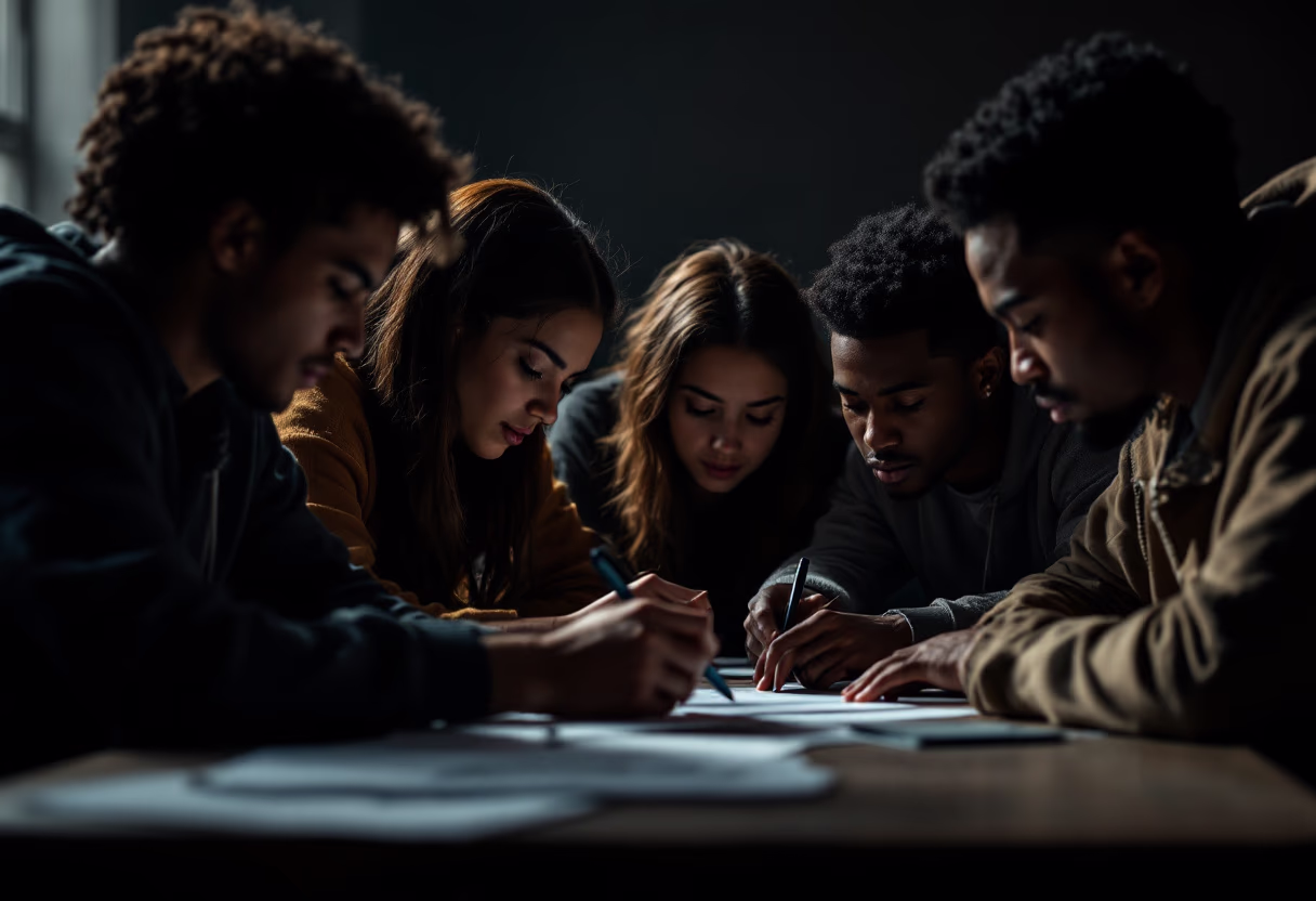 image of students collaborating on a project (for a edtech)