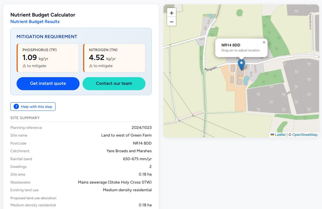 screenshot of STS budget calculator