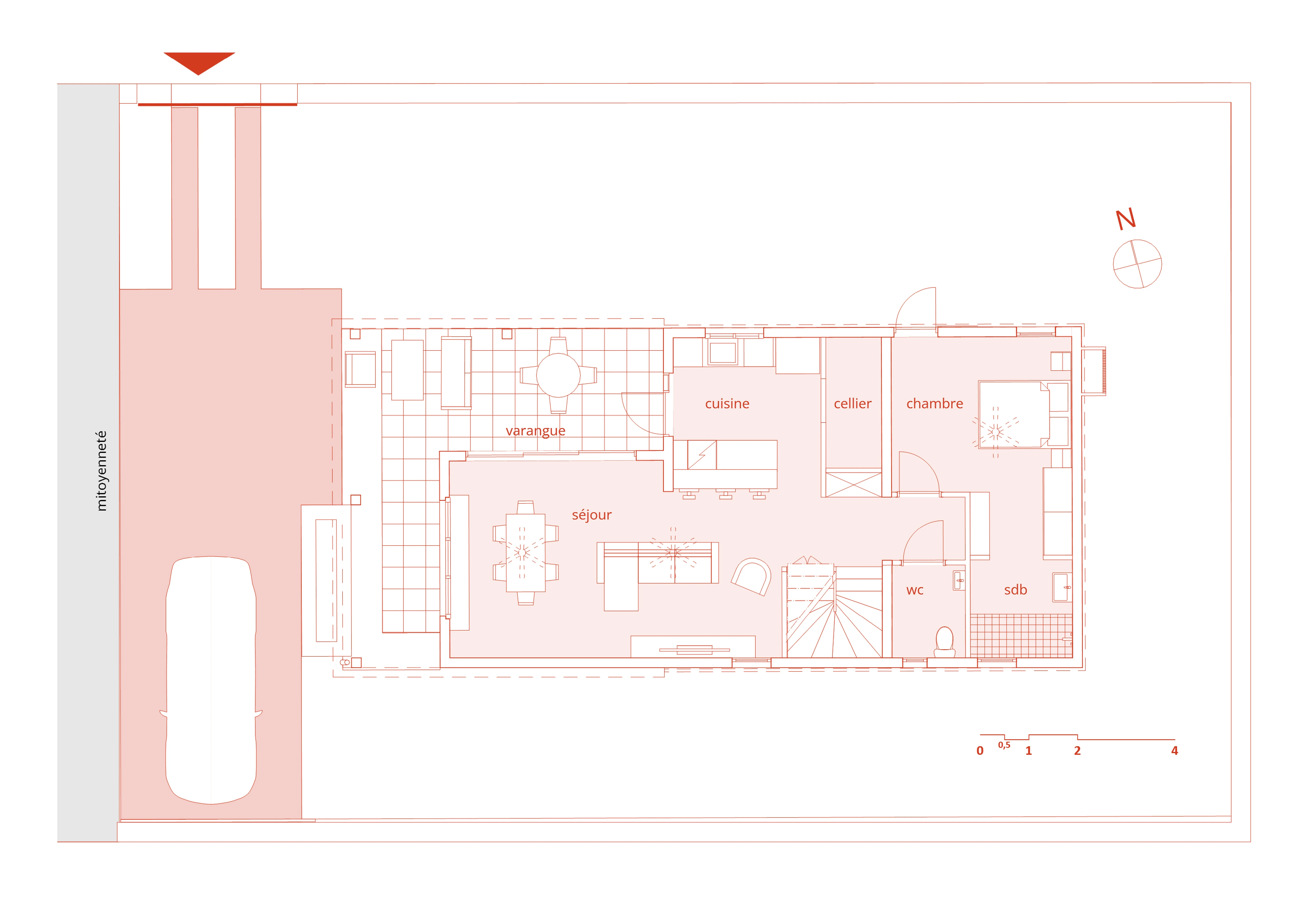 Kaz Duo LAMP Architectes plan RDC